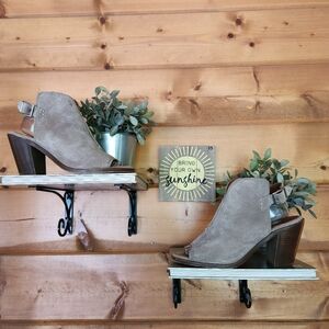 Frye Courtney Ash Suede Leather Slingback Block Heel Mule Bootie Shooties Sz 9 B